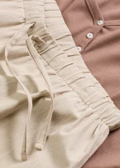 bonprix bonprix Camiseta de canalé con pantalón cómodo marrón mate con rayas Outlet