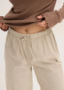 bonprix bonprix Camiseta de canalé con pantalón cómodo marrón mate con rayas Outlet