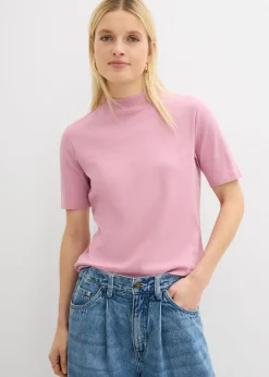 bonprix bonprix Camiseta de canalé de algodón puro Malva Hot