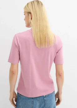 bonprix bonprix Camiseta de canalé de algodón puro Malva Hot