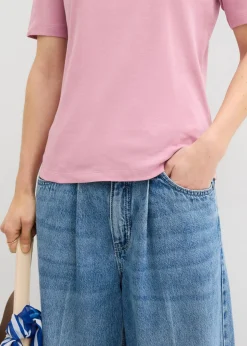 bonprix bonprix Camiseta de canalé de algodón puro Malva Hot