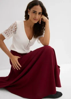 bonprix bonprix Camiseta de canalé de algodón Blanco lana Clearance