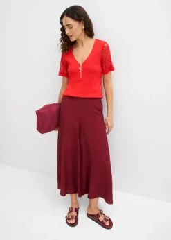 bonprix bonprix Camiseta de canalé de algodón fresa Online