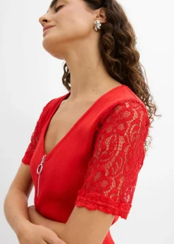 bonprix bonprix Camiseta de canalé de algodón fresa Online