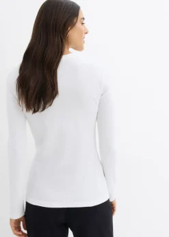 bonprix bonprix Camiseta de canalé de algodón orgánico puro (2 unidades) Negro-blanco