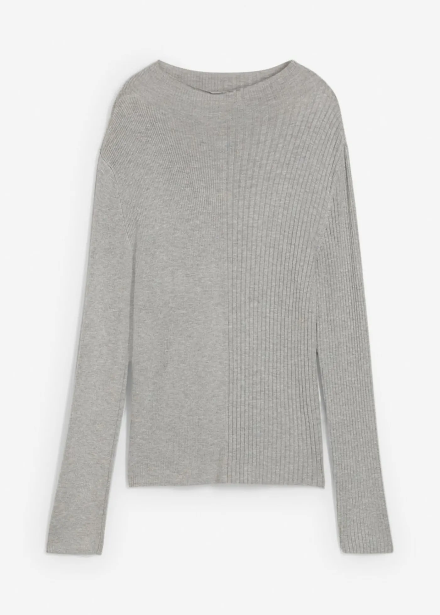 bonprix bonprix Camiseta de canalé de mezcla de viscosa gris claro jaspeado moteado Hot