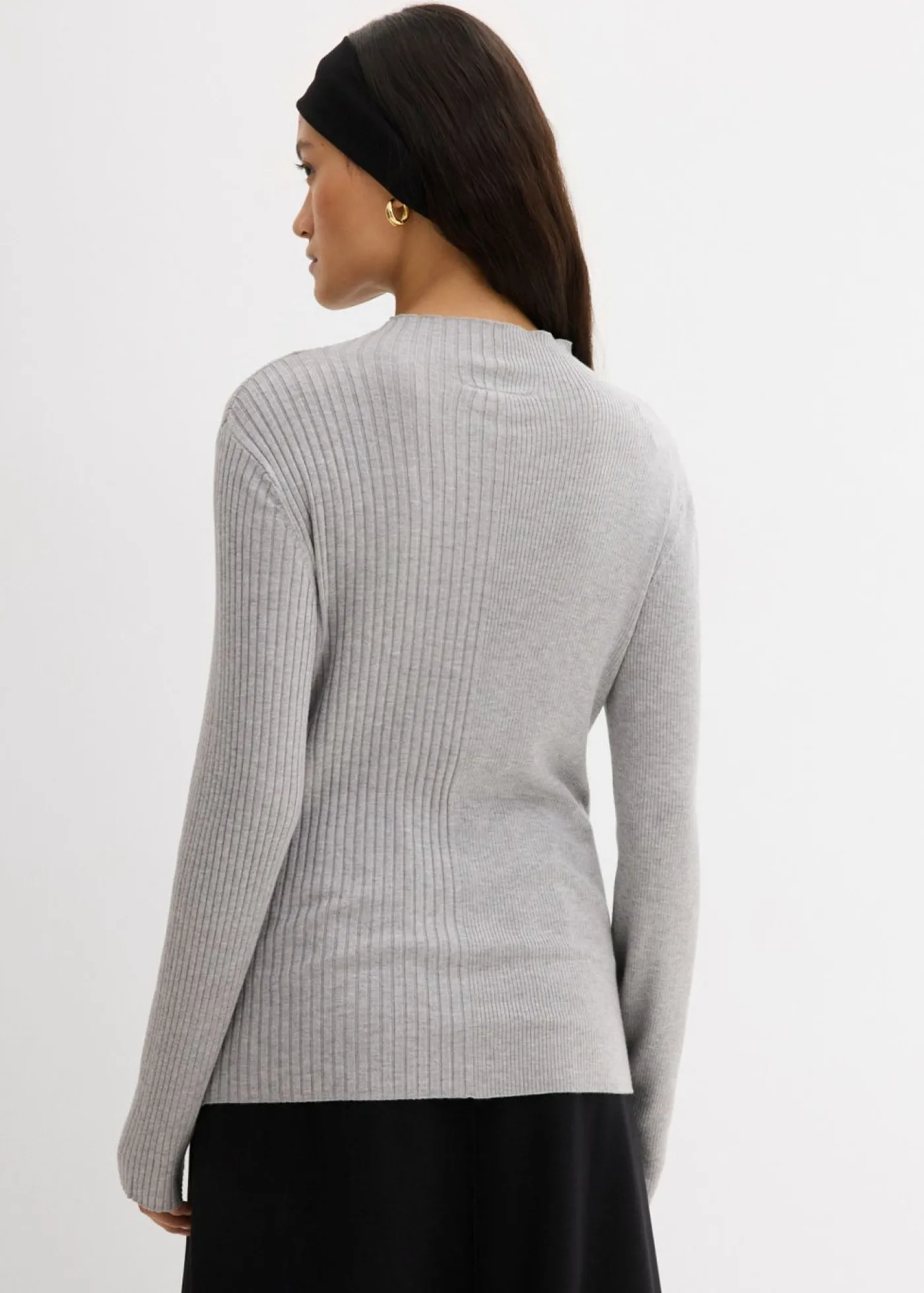 bonprix bonprix Camiseta de canalé de mezcla de viscosa gris claro jaspeado moteado Hot