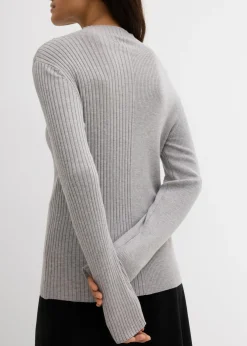 bonprix bonprix Camiseta de canalé de mezcla de viscosa gris claro jaspeado moteado Hot