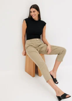 bonprix bonprix Camiseta de canalé de mezcla de viscosa Negro-blanco lana