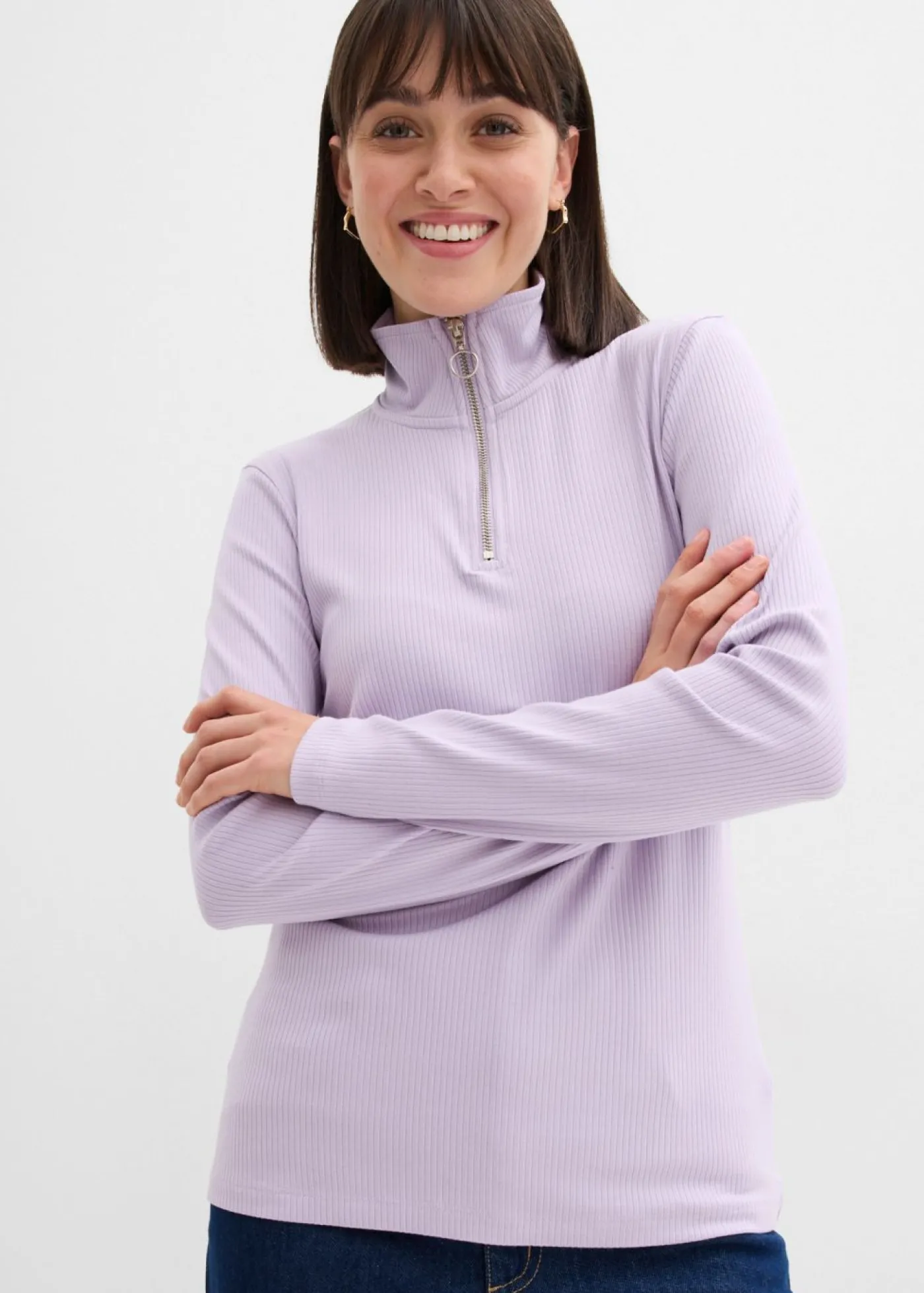bonprix bonprix Camiseta de canalé de mezcla de viscosa suave lila pastel Discount