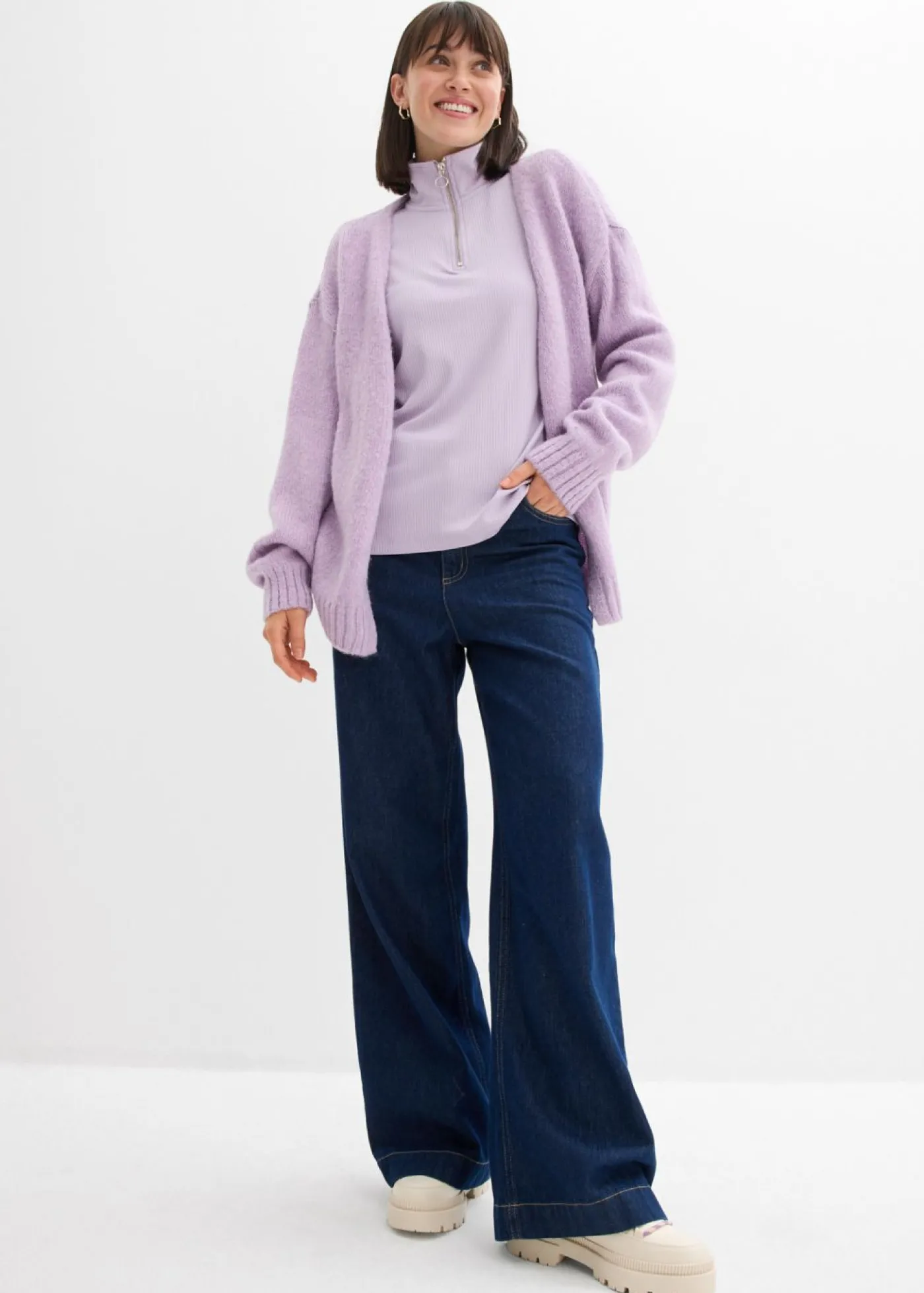 bonprix bonprix Camiseta de canalé de mezcla de viscosa suave lila pastel Discount