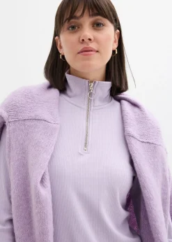 bonprix bonprix Camiseta de canalé de mezcla de viscosa suave lila pastel Discount