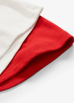 bonprix bonprix Camiseta de canalé (2 unidades) Blanco lana-fresa Sale