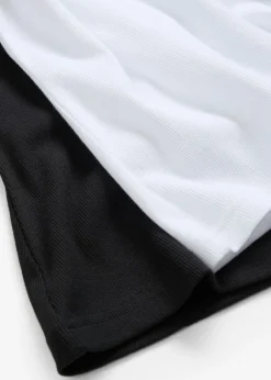 bonprix bonprix Camiseta de canalé (2 unidades) Negro-blanco Sale
