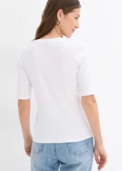 bonprix bonprix Camiseta de canalé (2 unidades) Negro-blanco Sale