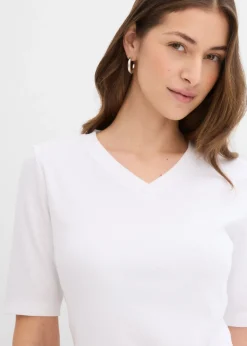 bonprix bonprix Camiseta de canalé (2 unidades) Negro-blanco Sale