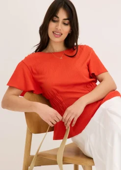 bonprix bonprix Camiseta de crepé de punto con nido de abeja fresa Clearance