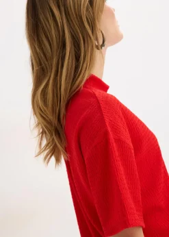 bonprix bonprix Camiseta de crepé estructurado fresa Discount
