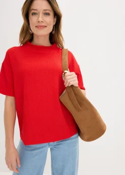 bonprix bonprix Camiseta de crepé estructurado fresa Discount