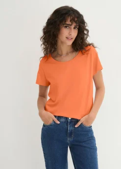 bonprix bonprix Camiseta de cuello redondo y manga corta (5 unidades) Salmón/azur/amarillo limón claro/esmeralda/blanco Hot
