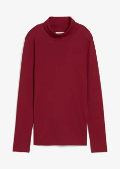 bonprix bonprix Camiseta de cuello vuelto de algodón orgánico puro Rojo Discount