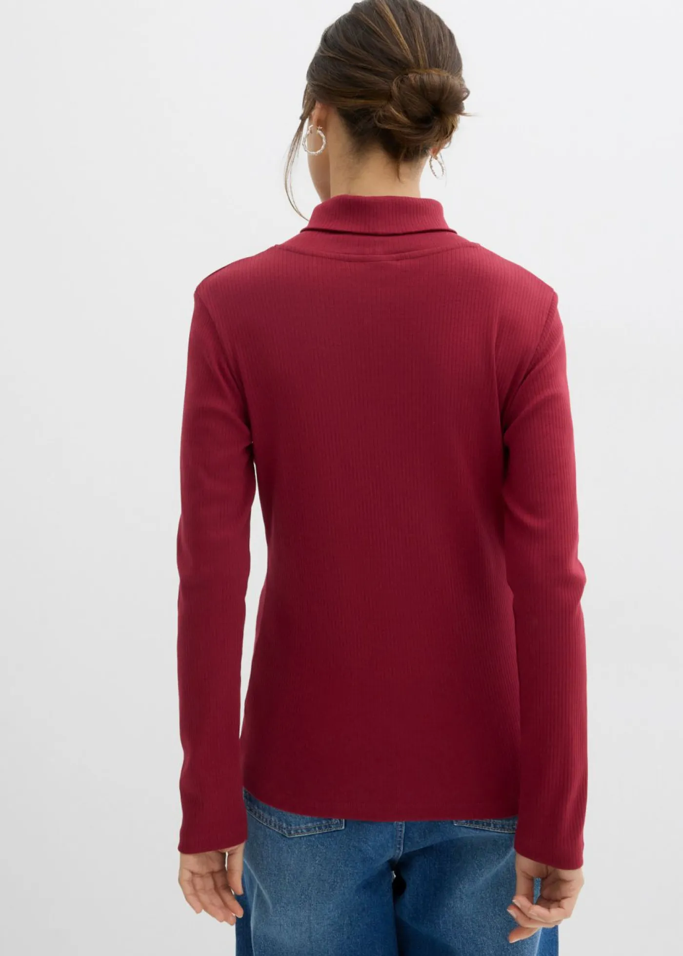 bonprix bonprix Camiseta de cuello vuelto de algodón orgánico puro Rojo Discount