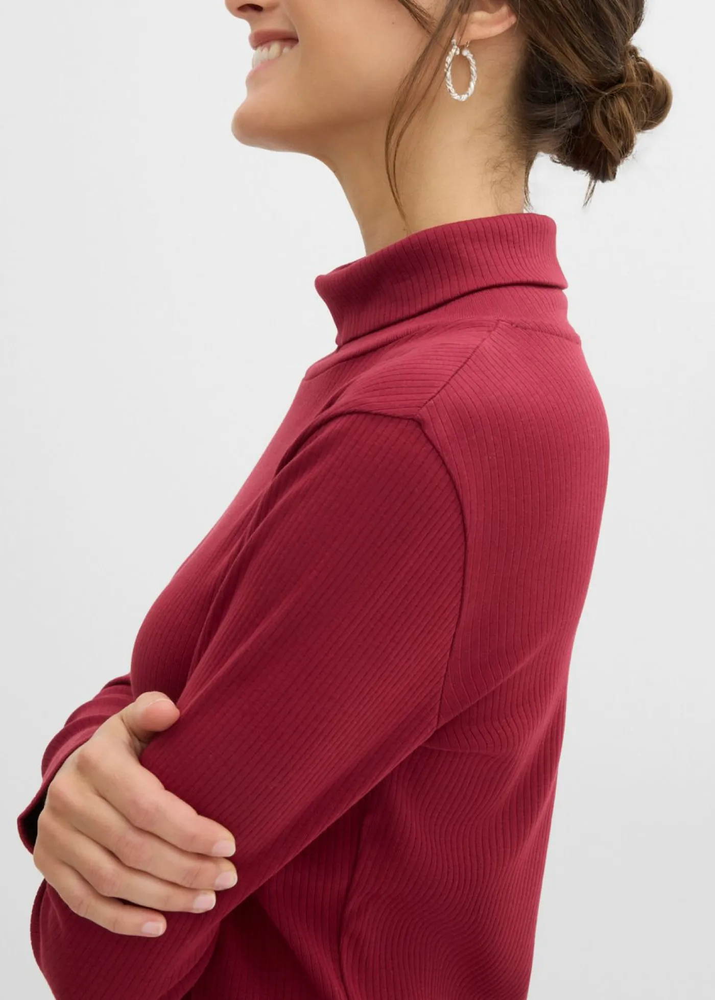 bonprix bonprix Camiseta de cuello vuelto de algodón orgánico puro Rojo Discount