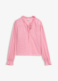 bonprix bonprix Camiseta de encaje con mangas abullonadas orquídea ahumado Outlet
