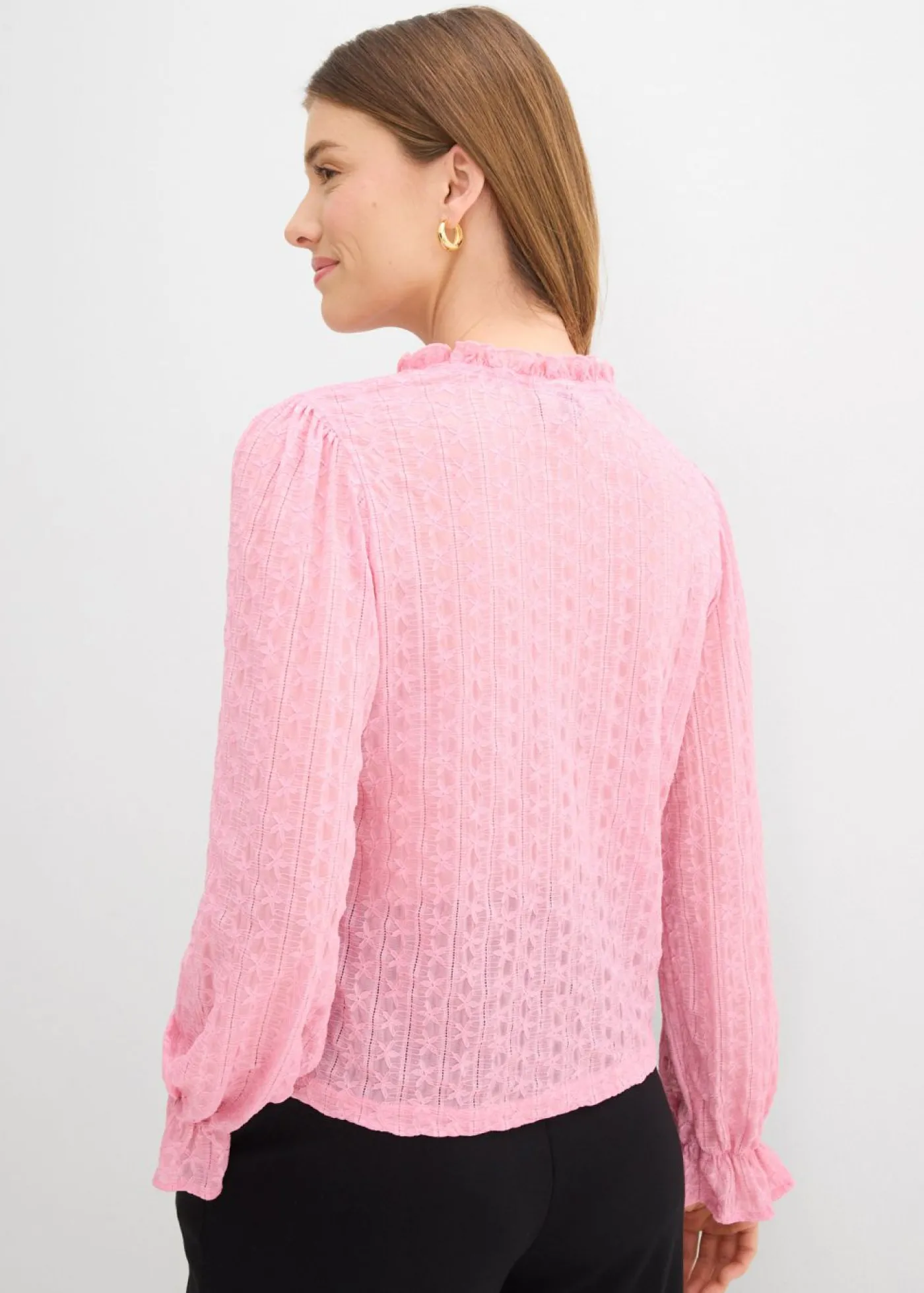 bonprix bonprix Camiseta de encaje con mangas abullonadas orquídea ahumado Outlet