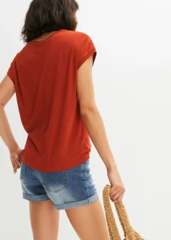 bonprix bonprix Camiseta de encaje de viscosa suave rojo carmín Outlet