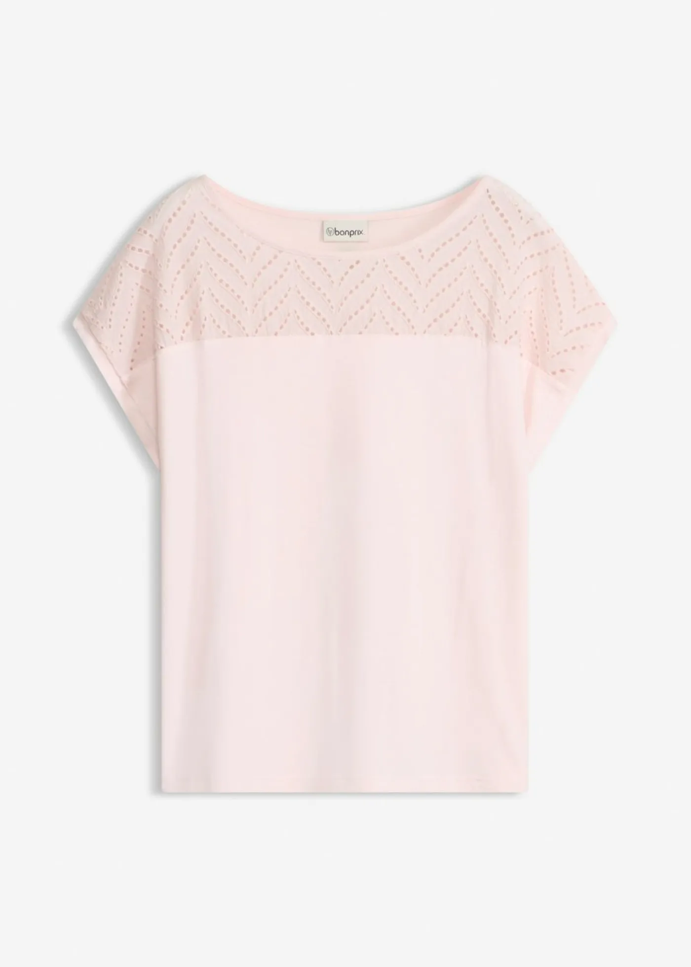 bonprix bonprix Camiseta de encaje de viscosa suave Rosa claro Clearance