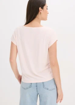 bonprix bonprix Camiseta de encaje de viscosa suave Rosa claro Clearance