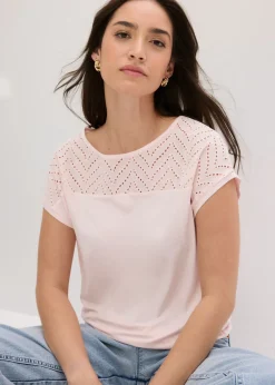 bonprix bonprix Camiseta de encaje de viscosa suave Rosa claro Clearance
