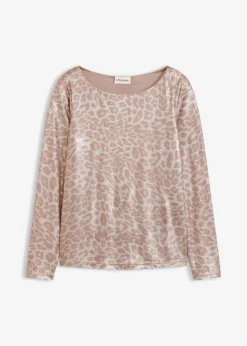 bonprix bonprix Camiseta de leopardo con estampado brillante lila plateado-plata metalizado Online