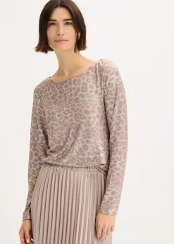 bonprix bonprix Camiseta de leopardo con estampado brillante lila plateado-plata metalizado Online