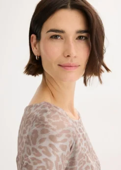 bonprix bonprix Camiseta de leopardo con estampado brillante lila plateado-plata metalizado Online