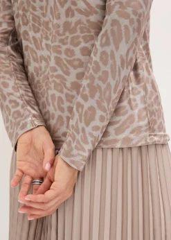 bonprix bonprix Camiseta de leopardo con estampado brillante lila plateado-plata metalizado Online