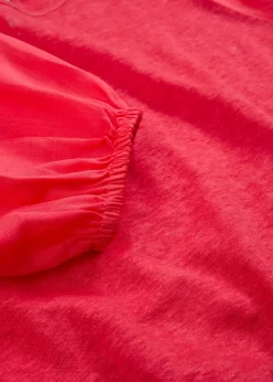 bonprix bonprix Camiseta de lino con mangas abullonadas rosa paraíso Hot