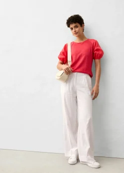 bonprix bonprix Camiseta de lino con mangas abullonadas rosa paraíso Hot