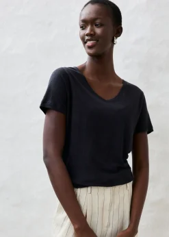 bonprix bonprix Camiseta de lino puro Negro Best