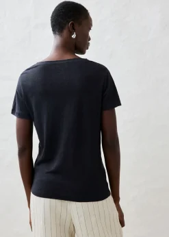 bonprix bonprix Camiseta de lino puro Negro Best