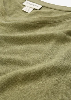 bonprix bonprix Camiseta de lino puro Verde oliva Clearance