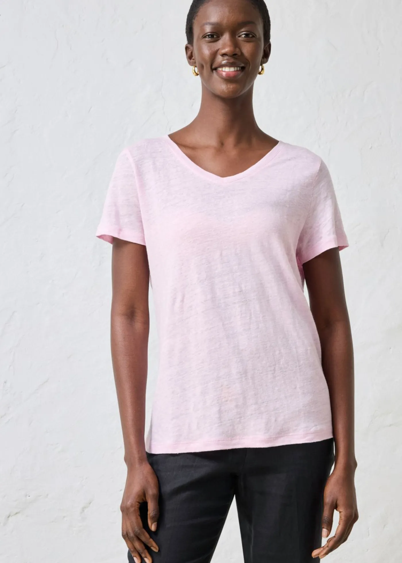 bonprix bonprix Camiseta de lino puro rosa cristal Online