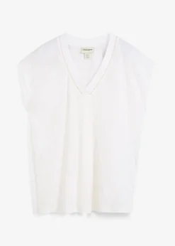 bonprix bonprix Camiseta de lino puro Blanco Clearance