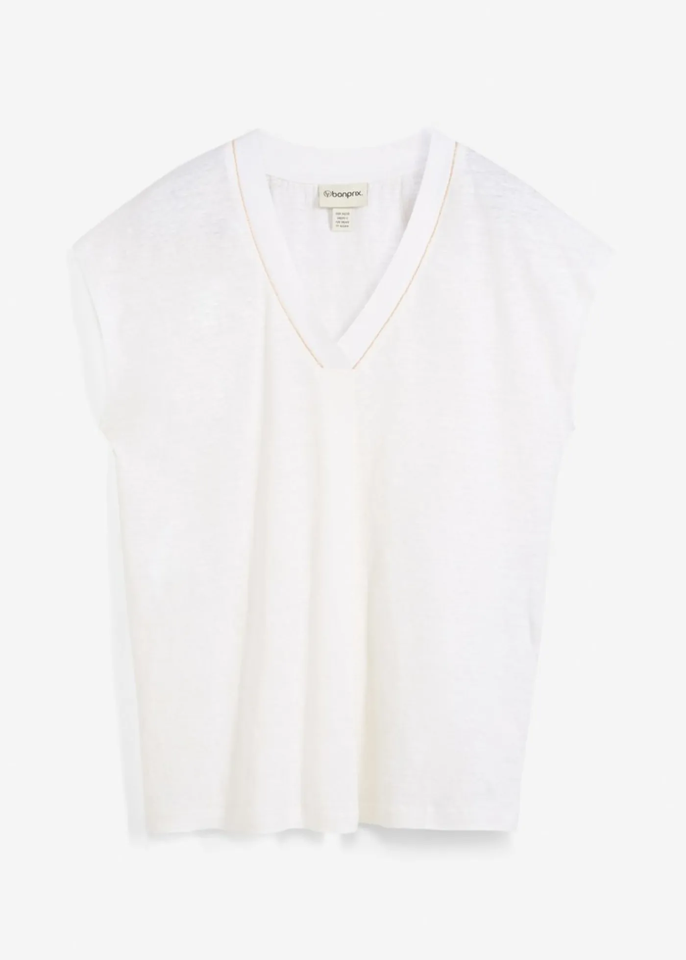 bonprix bonprix Camiseta de lino puro Blanco Clearance