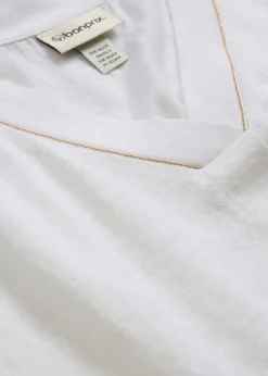 bonprix bonprix Camiseta de lino puro Blanco Clearance