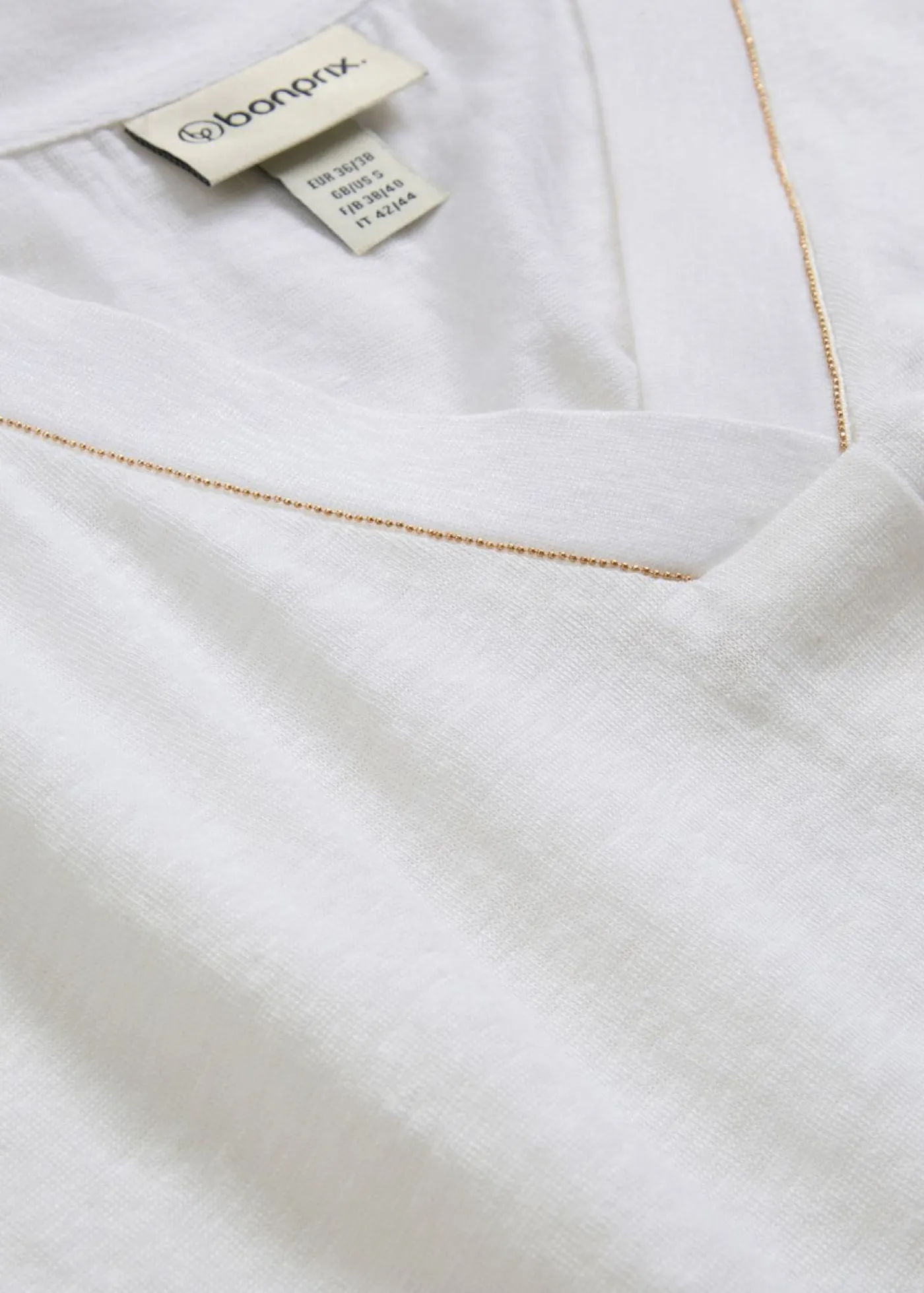 bonprix bonprix Camiseta de lino puro Blanco Clearance