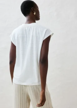 bonprix bonprix Camiseta de lino puro Blanco Clearance