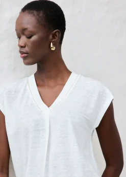 bonprix bonprix Camiseta de lino puro Blanco Clearance