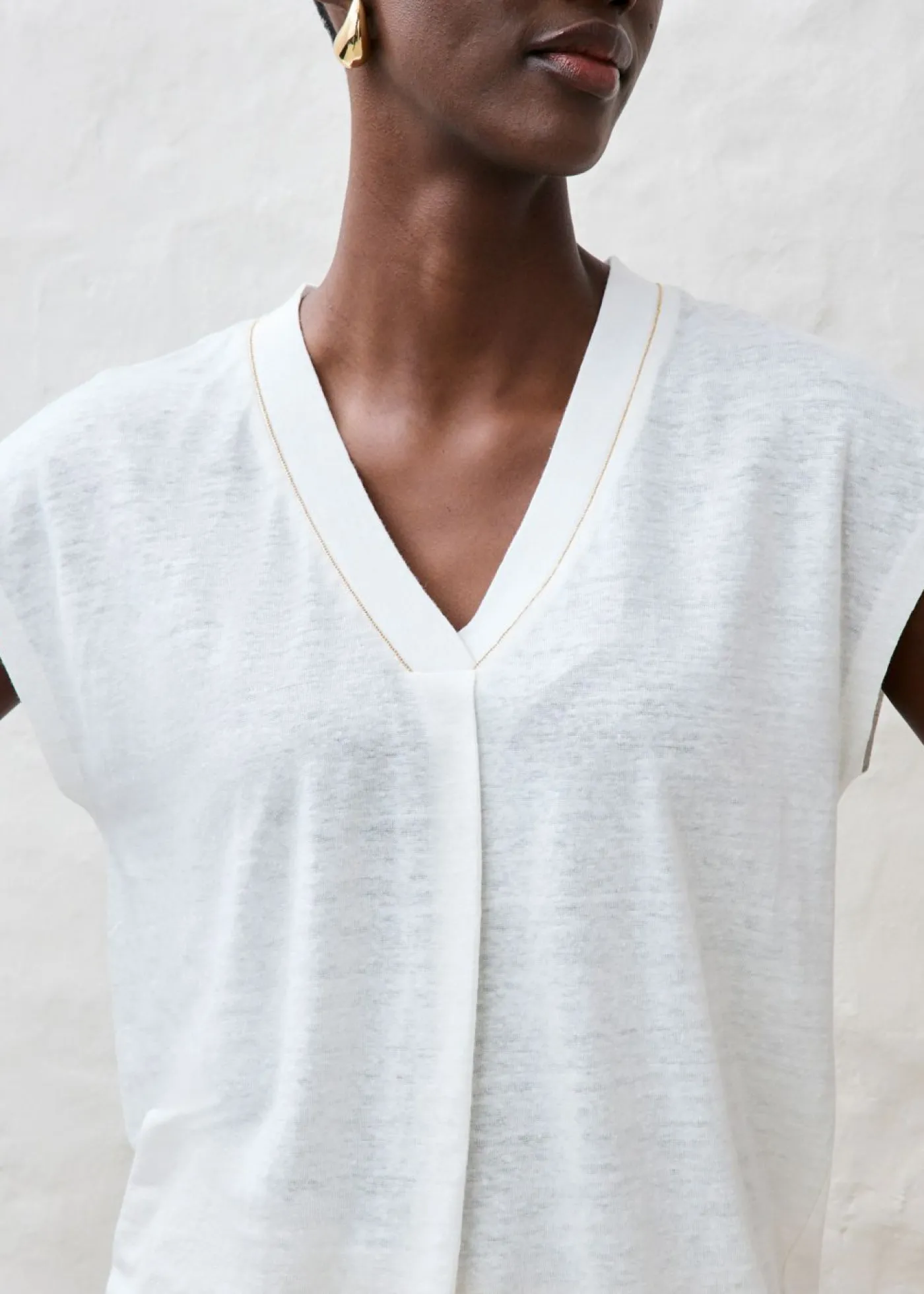 bonprix bonprix Camiseta de lino puro Blanco Clearance